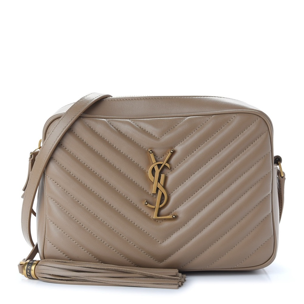 Yves Saint Laurent Beige Chevron Crossbody Bag